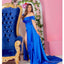 Sexy Blue Mermaid Off Shoulder Side Slit Maxi Long Bridesmaid Dresses,WG1786