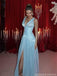 Sexy Blue A-line V-neck Long Party Prom Dresses To Impress,Evening Gowns,13924