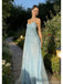 Sexy Blue A-line Spaghetti Straps Long Party Prom Dresses To Impress,Evening Gowns,13920