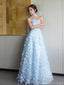 Gorgeous Blue A-line Floral Long Party Prom Dresses Ideas,Evening Gowns,13901