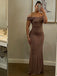 Sexy Brown Mermaid Off Shoulder Maxi Long Party Prom Dresses,Evening Gowns,13581