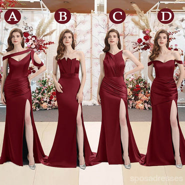 Mismatched Burgundy Mermaid Cheap Bridesmaid Dresses Online, WG813
