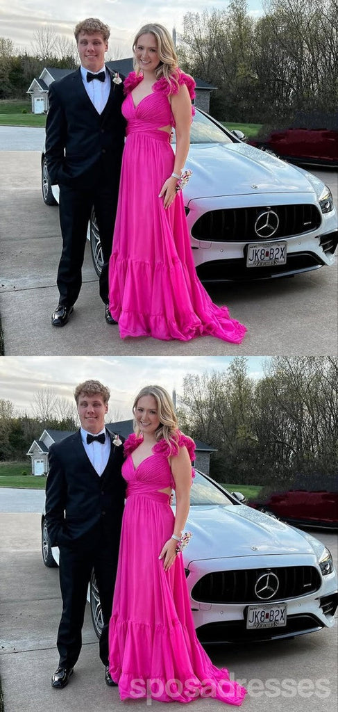 Sexy Hot Pink A-line Long Party Prom Dresses Ideas,Evening Gowns,13775