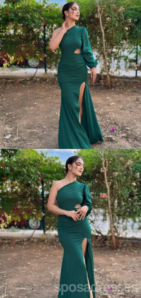 Sexy Green Mermaid One Shoulder Long Party Prom Dresses Ideas,Evening Gowns,13763