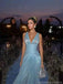 Sexy Blue A-line V-neck Long Party Prom Dresses To Impress,Evening Gowns,13924