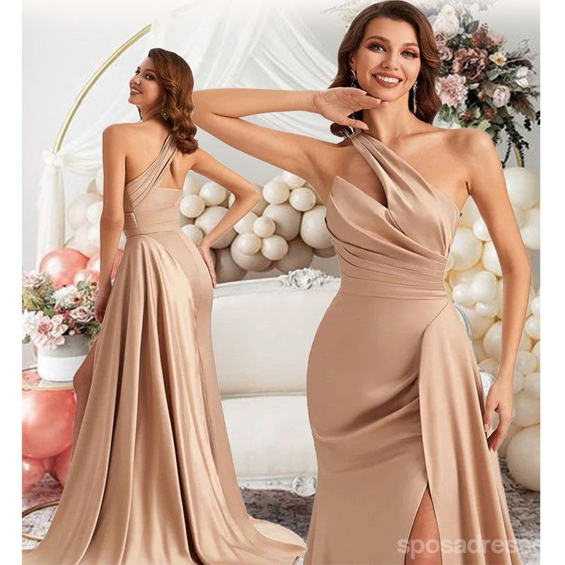 Sexy Mermaid One Shoulder Side Slit Maxi Long Bridesmaid Dresses,Party Dress, WG1888