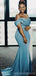 Sexy Blue Mermaid Off Shoulder Maxi Long Bridesmaid Dresses For Wedding,WG1770