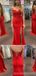 Pretty Red Mermaid Spaghetti Straps Long Party Prom Dresses Ideas,Evening Gowns,13863