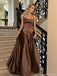 Sexy Brown A-line Spaghetti Straps Long Party Prom Dresses To Impress,Evening Gowns,13922