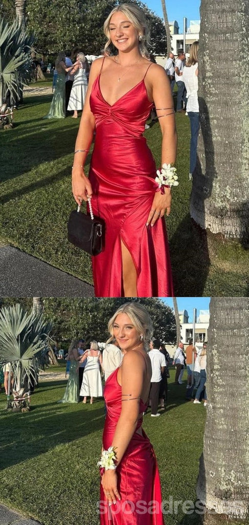 Sexy Red Mermaid Spaghetti Straps Long Party Prom Dresses Ideas,Evening Gowns,13822