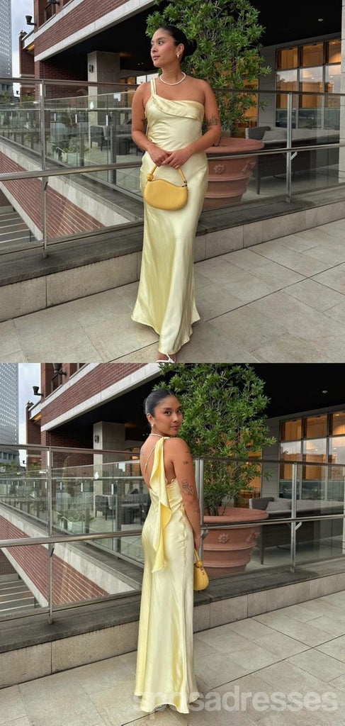 Sexy Yellow Mermaid One Shoulder Long Party Prom Dresses Ideas,Evening Gowns,13814