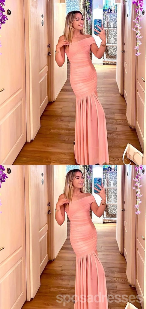 Sexy Pink Mermaid One Shoulder Long Party Prom Dresses Ideas,Evening Gowns,13758