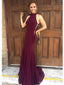 Sexy Burgundy Mermaid Halter Long Party Prom Dresses,Evening Dress,13355