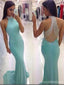 Cuello alto Tiffany sirena trasera abierta atractiva azul vestido de la fiesta de promoción del partido largo, 2.017 vestidos de la fiesta de promoción baratos, 0030 LIBRAS