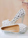 Women's Wedding Shoes Decorative Silver Wedding Heels Bridal Shoes With Beading, H86