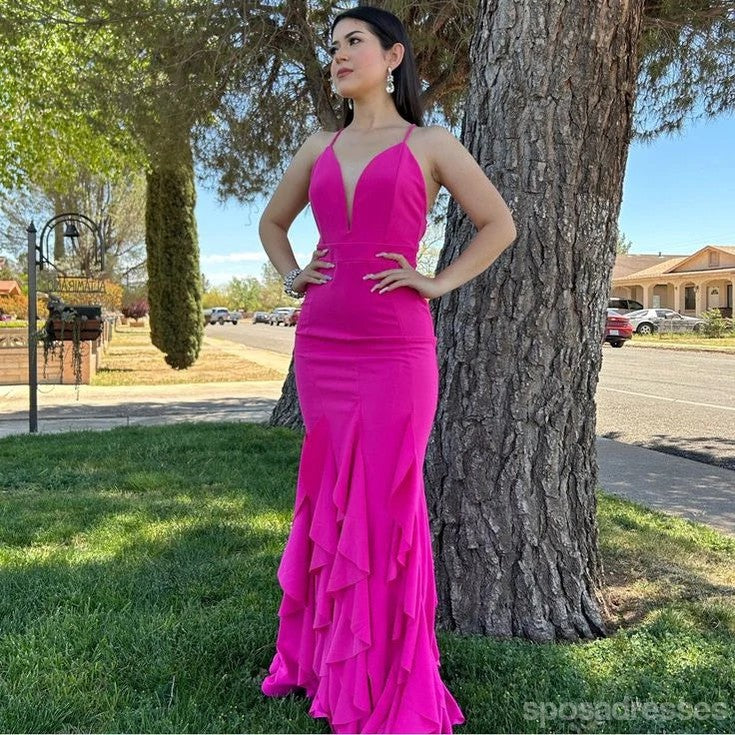 Sexy Hot Pink Mermaid Long Party Prom Dresses Ideas,Evening Gowns,13777