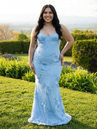 Sweetheart Sheath Embroidered Tulle Prom Dress with Spaghetti Straps, 26021