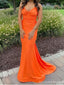 Sexy Desert Orange Mermaid Spaghetti Straps Long Party Prom Dresses,Evening Dress,13364