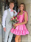 Cute Pink A-line Mini Short Prom Homecoming Dresses,Party Dress,CM1016