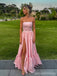 Pretty Pink A-line Side Slit Long Party Prom Dresses Ideas,Evening Gowns,13889