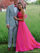 Pretty Hot Pink A-line Maxi Long Party Prom Dresses,Evening Gowns,13564