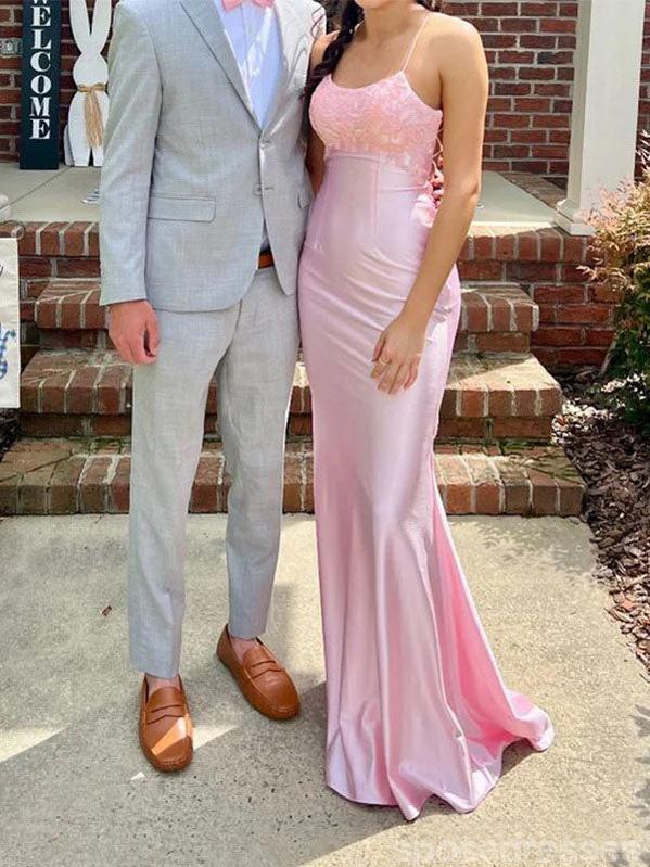 Sexy Pink Mermaid Spaghetti Straps Long Party Prom Dresses Ideas,Evening Gowns,13904