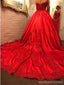 De lujo Correas de Espagueti Rojo Brillante de Una línea de Noche Largos vestidos de fiesta, Vestidos 17614