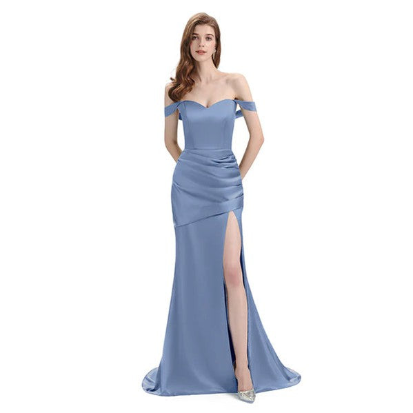 Mismatched Slate Blue Mermaid Cheap Bridesmaid Dresses Online, WG1081