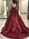 Burgundy Long Sleeves Applique Prom Dresses, Sweet 16 Ball Gown Dresses, 12444