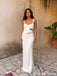 White Cut Out Long Formal Prom Dress with Square Neck 26075