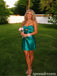 Teal Satin Strapless Cutout Mini Homecoming Dress with Ruched Bodice 26077