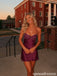Plum Satin Rhinestone Bust Lace-Up Back Homecoming Dress 26079