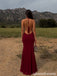 Burgundy Matte Crepe Sequin Bust Backless Formal Evening Gown 26081