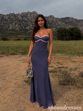 Burgundy Matte Crepe Sequin Bust Backless Formal Evening Gown 26081