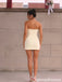 Pale Yellow Strapless Corset Slit Homecoming Dress 26085