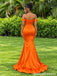 Burnt Orange Satin Off the Shoulder Mermaid Bridesmaid Dress BD26001