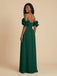Emerald Green Chiffon Off The Shoulder Ruffle Sleeve Bridesmaid Dress 26029