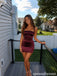 Burgundy Satin Spaghetti Strap Ruched Mini Homecoming Dress 26063