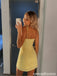 Yellow Sequin Sweetheart Tie Strap Short A Line Homecoming Dress 26069