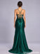 Emerald Green Satin Lace Corset High Slit Prom Dress PD26001