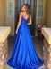 Lace Illusion Bodice Satin High Slit A Line Prom Dress PD26014