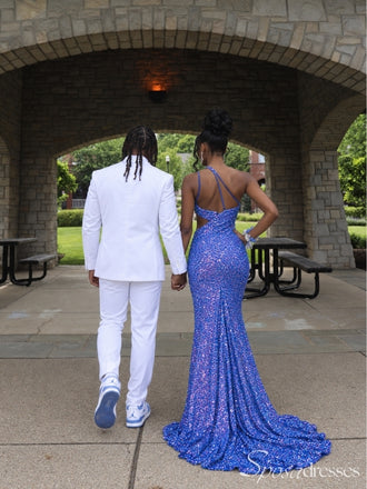 Asymmetric Cutout Sequin High Slit Mermaid Prom Dress PD26016
