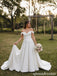 Ivory Satin Off the Shoulder Ruched Bodice A Line Wedding Dress WD26009