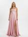 Ethereal Blush Satin Prom Dress Strapless Draped Corset A-Line Gown with Slit, 26006
