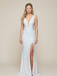 Sequin Illusion Plunge Side Slit Open Back Prom Dress, 26014
