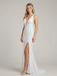 Sequin Illusion Plunge Side Slit Open Back Prom Dress, 26014