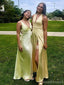 Sexy Yellow V-neck Maxi Long Party Prom Dresses Ideas,Evening Gowns,13811