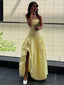 Gorgeous Yellow A-line Side Slit Maxi Long Party Prom Dresses Ideas,Evening Gowns,13909