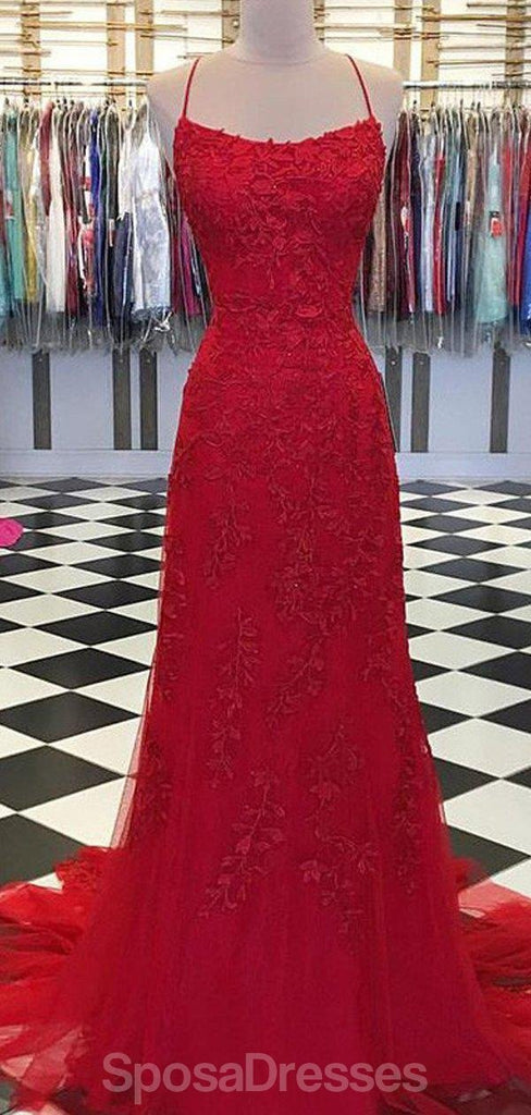 Sexy Rojo de Encaje de Sirena de Noche Largos vestidos de fiesta, Vestidos de Noche de Fiesta vestidos de fiesta, Vestidos 12318