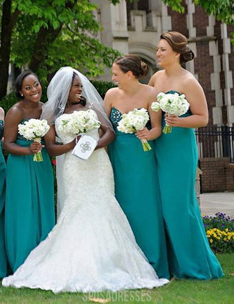 Green Custom Sweetheart Chiffon Long Cheap Bridesmaid Dresses Online, WG340